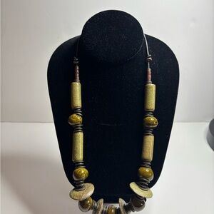 Elegant Olive Green Beaded Necklace